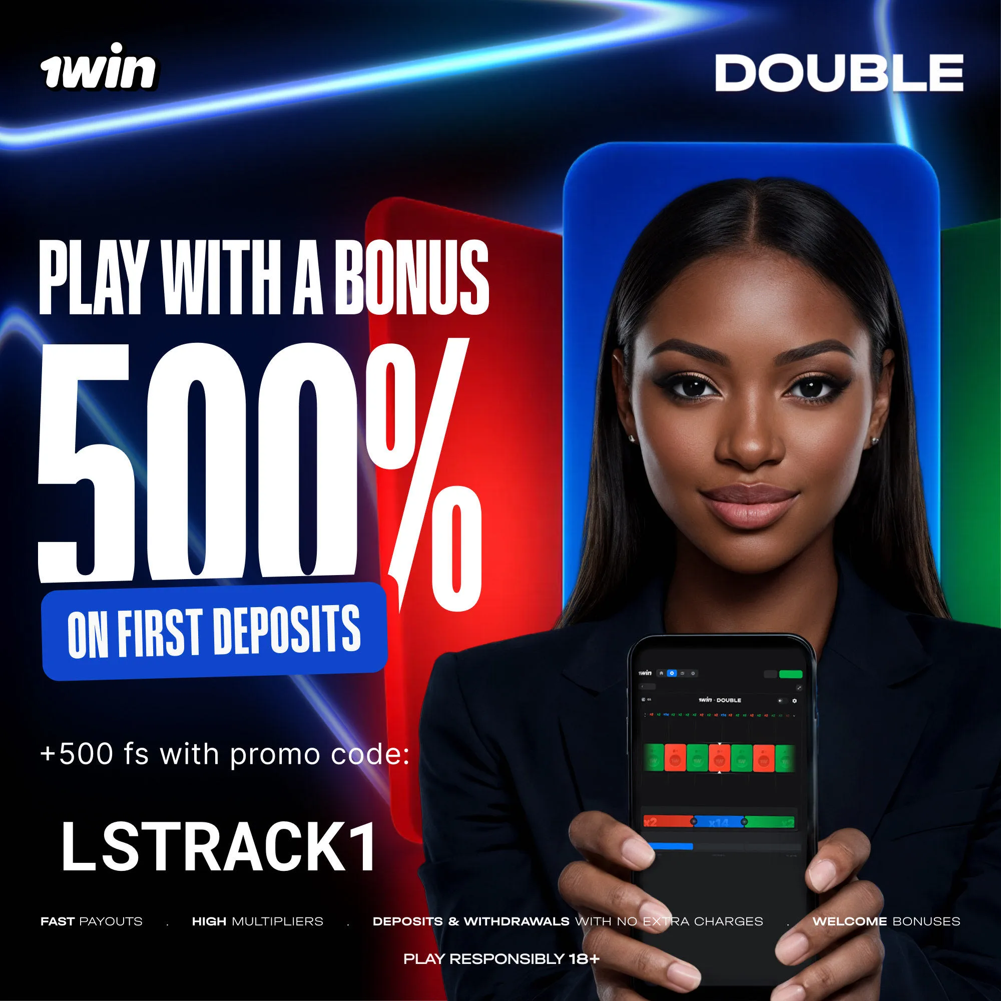 1win Double — 500% bonus on first deposit with promo code LSTRACK1 (18+, play responsibly)