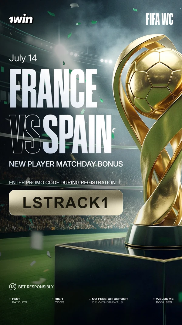 1win — World Cup matchday bonus, promo code LSTRACK1 (18+, bet responsibly)